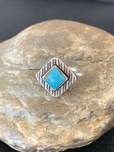 Navajo Blue Turquoise Ring | Sterling Silver | Sz 6.5 | Authentic Native American Handmade | 10776