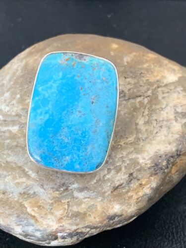 Southwestern Navajo Blue Kingman Turquoise Ring | Sterling Silver | Sz 8 | 11567