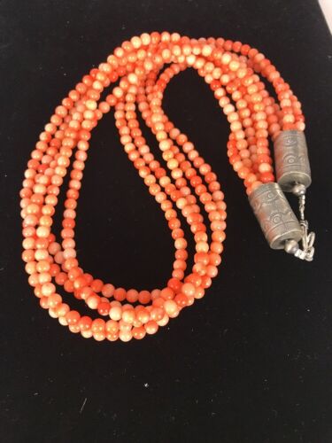 Navajo Angel Skin Bamboo Coral Necklace | Sterling Silver | Southwestern | 3167