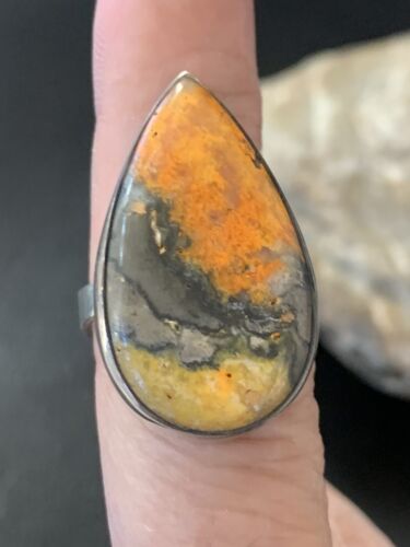 Southwestern Navajo Yellow Bumble Bee Jasper Ring | Sterling Silver | Sz 7 | 11553