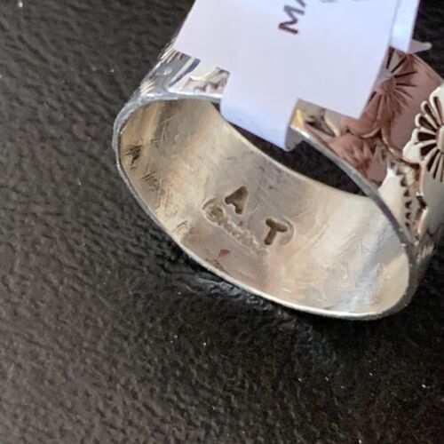 Native American Men's Wide Band Ring | Navajo Stamped Sterling Silver | Sz 11.5 | 10968