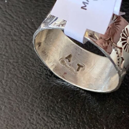 Native American Men's Wide Band Ring | Navajo Stamped Sterling Silver | Sz 11.5 | 10968 - Masha USA