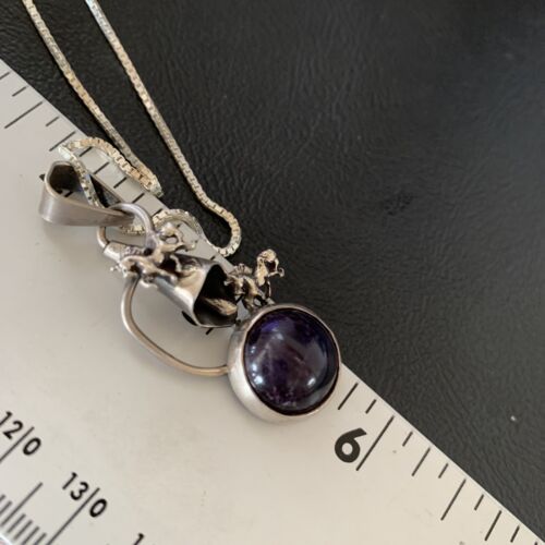 Navajo Black Onyx Inlay Pendant | Sterling Silver | Authentic Native American Handmade | 12934
