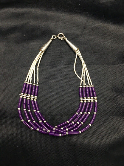 Native American Navajo Sugilite Heishi Bracelet | Sterling Silver | 7" | 2933