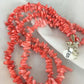 Navajo Native American Coral 2-Strand Bamboo Necklace | Sterling Silver | Southwestern 3253