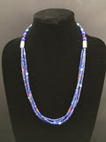 Southwestern Navajo Lapis Turquoise Necklace | 3-Strand | Sterling Silver | 24" | 1332