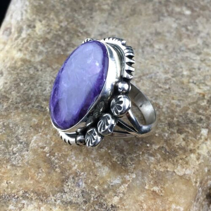 Native American Navajo Purple Charoite Ring | Sterling Silver | Sz 9 | 10109