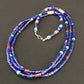 Southwestern Navajo Lapis Turquoise Necklace | 3-Strand | Sterling Silver | 24" | 1361
