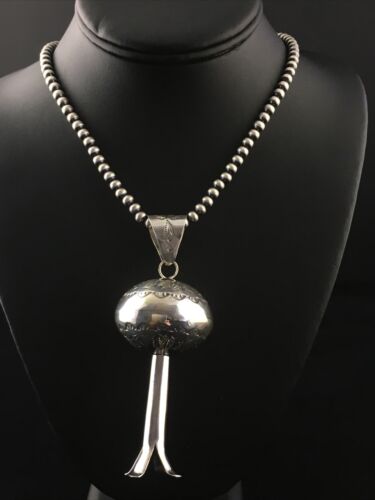 Southwestern Men's Navajo Sterling Silver Large Naja Necklace Pendant | 4" | Authentic Native American Handmade | 10041