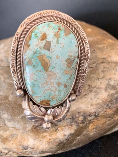 Men's Navajo Royston Turquoise Ring | Sterling Silver | Sz 9 | Authentic Native American Handmade | 672
