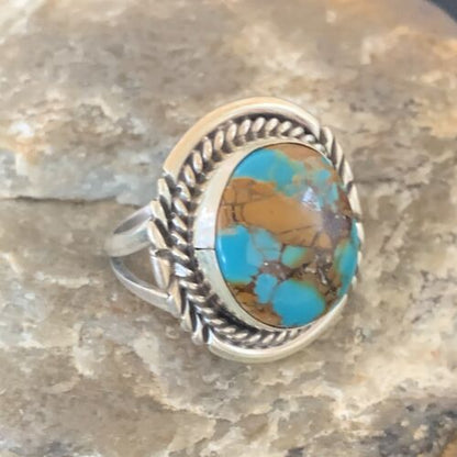 Southwestern Navajo Blue Kingman Turquoise Ring | Sterling Silver | Sz 7 | 11923