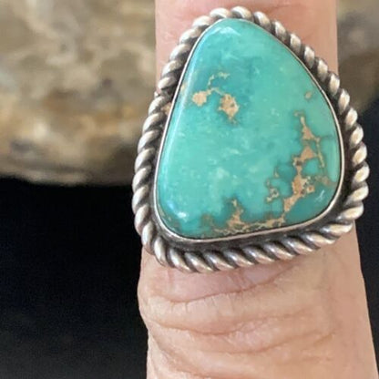 Navajo Green Sonoran Gold Turquoise Ring | Sterling Silver | Sz 6 | 10365