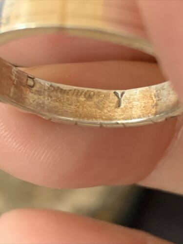 Navajo White Blue Opal Inlay Ring | Sterling Silver | Sz 8.5 | Authentic Native American Handmade | Yazzie | 10620