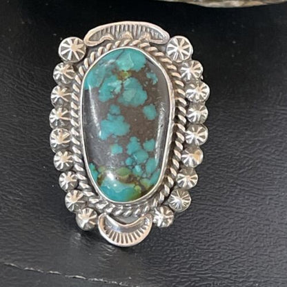 Navajo Blue Spiderweb Turquoise Ring | Sterling Silver | Sz 6.5 | Authentic Native American Handmade | 10511