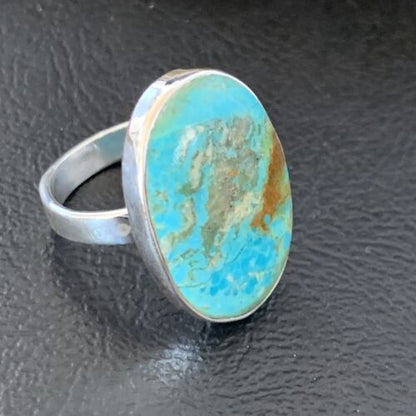 Navajo Blue Kingman Turquoise Ring | Sterling Silver | Sz 8 | Authentic Native American Handmade | 12795