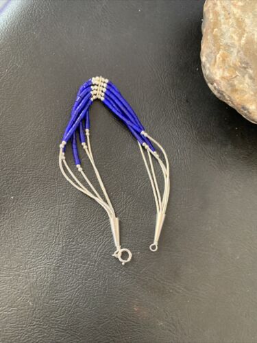 Beauty Stabilized 5-Strand Lapis Heishi Bracelet | Liquid Sterling Silver | 7.5" | 12637