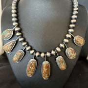 Southwestern Boulder Turquoise Necklace | 23" | Navajo Sterling Silver | Authentic Native American Handmade | 14485