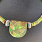 Navajo Green Gaspeite Turquoise Pendant | Sterling Silver | Authentic Native American Handmade | 13913