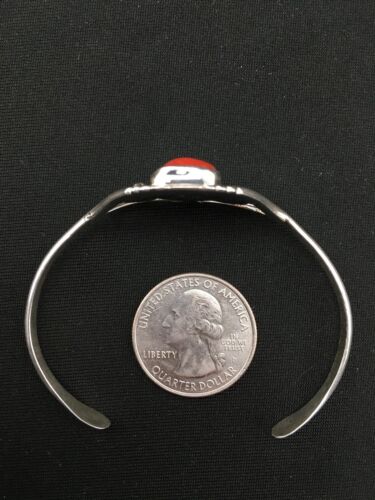 Native American Coral Cuff Bracelet | Navajo Sterling Silver | Handmade | 4747