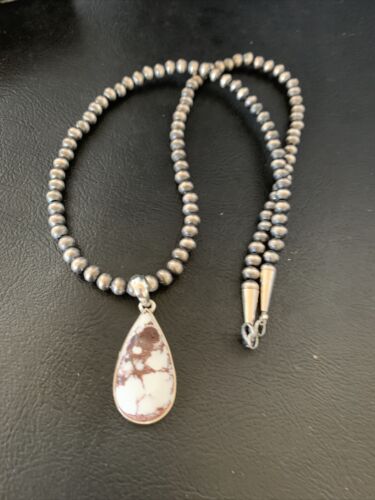 Navajo Wild Horse Turquoise Necklace Pendant | Sterling Silver | Authentic Native American Handmade | 12819