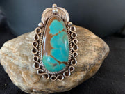 Native American Men's Navajo Blue Turquoise #8 Ring | Sterling Silver | Sz 9 | 00677