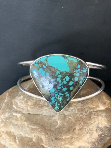 Handmade Sterling Silver Blue Spiderweb Turquoise Cuff Bracelet | Women's | 14069