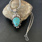 Men's Navajo Pearls Necklace with Blue Turquoise Pendant | Sterling Silver | Authentic Native American Handmade | 11137