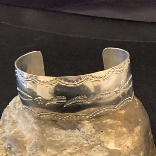 Navajo Sterling Silver Stamped Cuff Bracelet | Authentic Native American Handmade | 12823