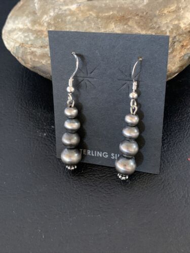 Native American Navajo Pearls Earrings | Sterling Silver | 1.5" | 13201 - Masha USA