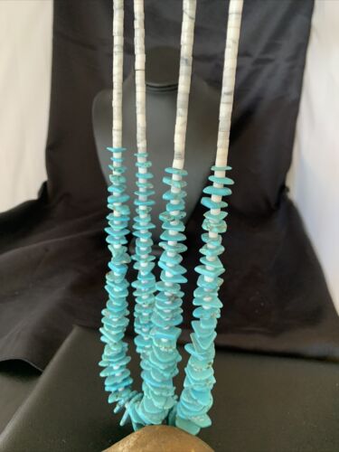 Native American Santo Domingo Howlite Chip Turquoise Necklace | 32" | 11998 - Masha USA