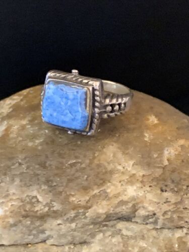 Navajo Blue Denim Lapis Ring | Sterling Silver | Sz 6.5 | Authentic Native American Handmade | 01994