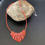 Navajo Apple Coral Heishi Fan Bead Necklace | Sterling Silver Tube | 20" | Authentic Native American Handmade | 10476