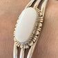Navajo White Buffalo Turquoise Cuff Bracelet | Sterling Silver | Authentic Native American Handmade | 1423