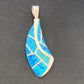 Navajo Blue Opal Inlay Pendant | Sterling Silver | Authentic Native American Handmade | 12274