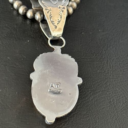 Navajo Orange Spiny Oyster Pendant Necklace | Sterling Silver | Authentic Native American Handmade | 14684