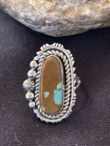 Native American Navajo Sterling Silver #8 Turquoise Ring | Sz 10.5 | 1133