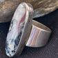 Southwestern Navajo White Black Cinnabrite Ring | Sterling Silver | Sz 7 | 1566