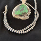 Navajo Green Spiderweb Turquoise Pendant Necklace | Sterling Silver | Authentic Native American Handmade | 2983