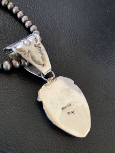 Navajo Orange Spiny Oyster Pendant Necklace | Sterling Silver | Authentic Native American Handmade | 13078