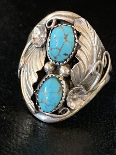 Navajo Kingman Turquoise Multi-Stone Ring | Authentic Native American Sterling Silver | Sz 10.5 | 14170