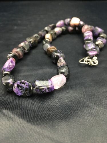 Navajo Purple Charoite Bead Necklace | Sterling Silver | Authentic Native American Handmade | 20" | 2700