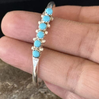 Navajo Blue Kingman Turquoise Cuff Bracelet | Sterling Silver | Authentic Native American Handmade | 14392 - Masha USA