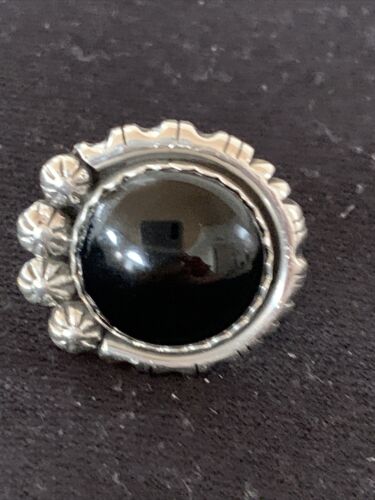 Native American Men's Navajo Black Onyx Ring | Sterling Silver | Sz 9 | Authentic Handmade | 1080
