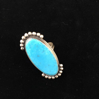 Native American Men's Navajo Blue Turquoise Ring | Sterling Silver | Sz 9.5 | 10080