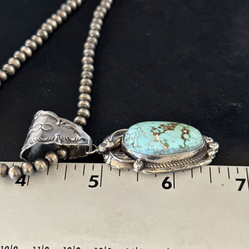 Navajo Blue Golden Hills Pendant Necklace | Sterling Silver | Authentic Native American Handmade | 14618