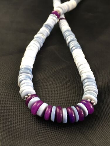 Navajo Purple Sugilite Blue Opal Bead Necklace | Sterling Silver | 21" | Authentic Native American Handmade | 10149