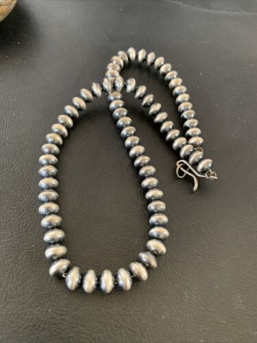 Navajo Pearl Rondelle Necklace | Sterling Silver Beads | Handmade | 17" | 2156
