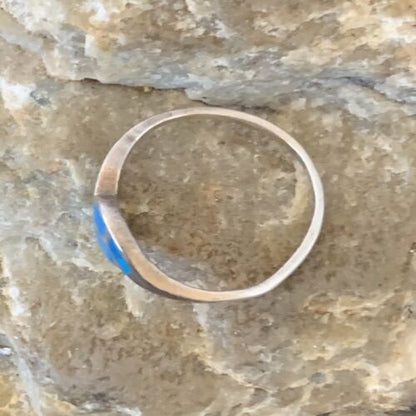 Southwestern Old Pawn Navajo Blue Turquoise Ring | Sterling Silver | Sz 7 | 10844