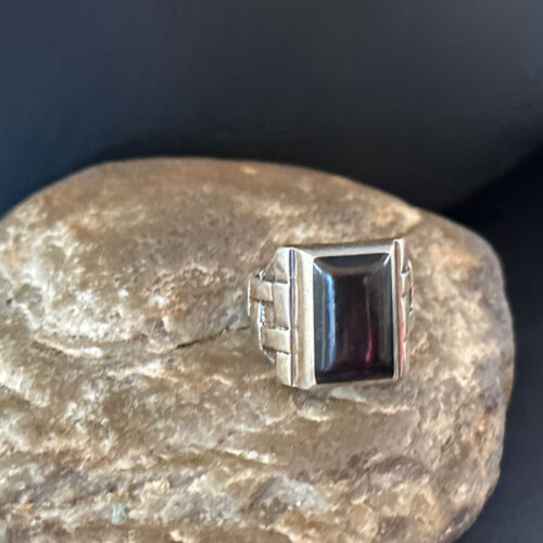 Native American Navajo Handmade Sterling Silver Black Onyx Ring | Sz 10 | 14443