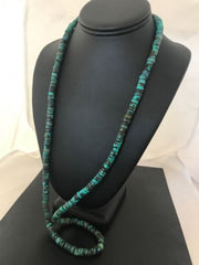 Navajo Turquoise Heishi Bead Necklace | 7mm | Sterling Silver | Authentic Native American Handmade | 31" | 3725